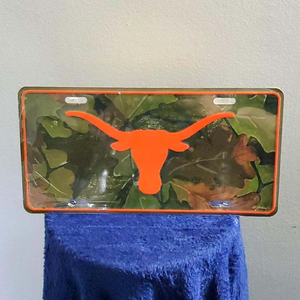 Texas U Longhorns Metal License Plate Camo Pattern